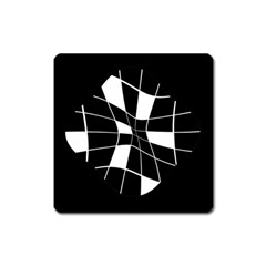 Black And White Abstract Flower Square Magnet by Valentinaart