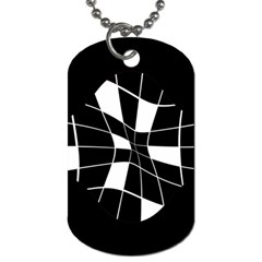 Black And White Abstract Flower Dog Tag (one Side)