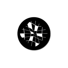 Black And White Abstract Flower Golf Ball Marker