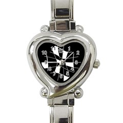 Black And White Abstract Flower Heart Italian Charm Watch by Valentinaart