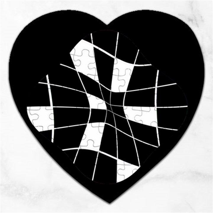 Black and white abstract flower Jigsaw Puzzle (Heart)