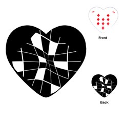 Black And White Abstract Flower Playing Cards (heart)  by Valentinaart