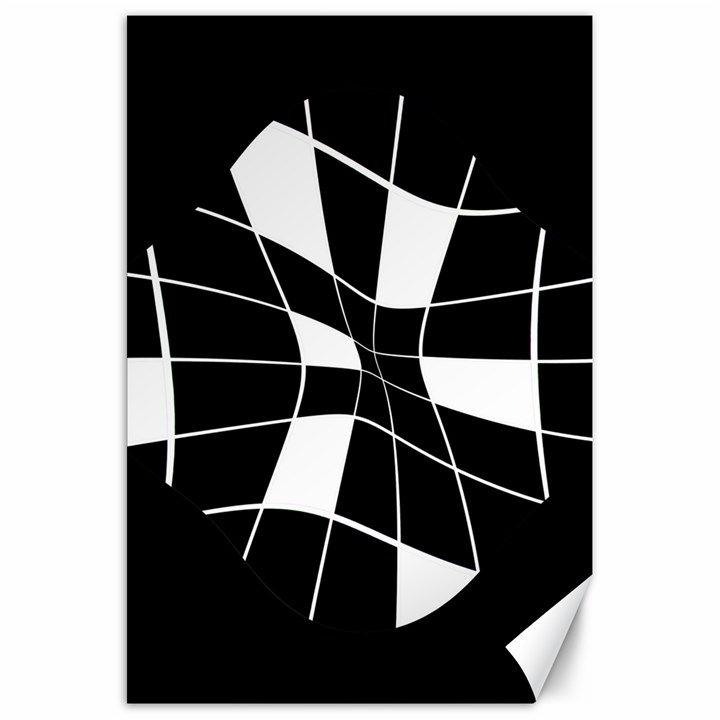 Black and white abstract flower Canvas 20  x 30  