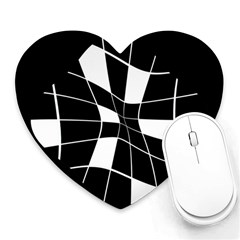 Black And White Abstract Flower Heart Mousepads