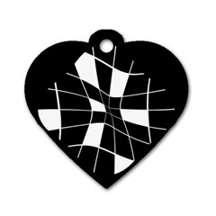 Black And White Abstract Flower Dog Tag Heart (two Sides)