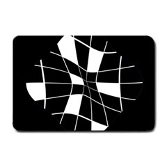 Black And White Abstract Flower Small Doormat  by Valentinaart