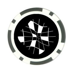 Black And White Abstract Flower Poker Chip Card Guards