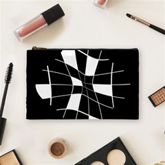 Black And White Abstract Flower Cosmetic Bag (medium)  by Valentinaart