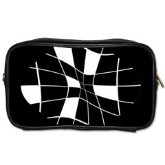 Black And White Abstract Flower Toiletries Bags by Valentinaart