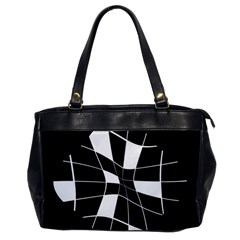 Black And White Abstract Flower Office Handbags by Valentinaart