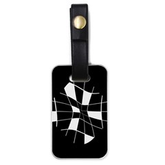 Black And White Abstract Flower Luggage Tags (one Side) 