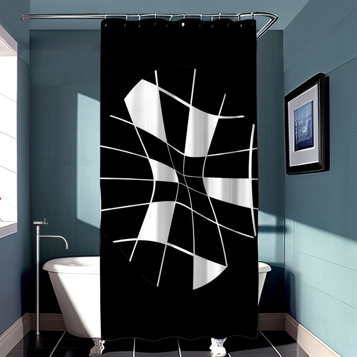 Black and white abstract flower Shower Curtain 36  x 72  (Stall) 