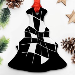 Black And White Abstract Flower Christmas Tree Ornament (2 Sides)