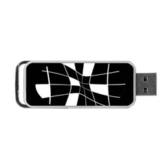 Black And White Abstract Flower Portable Usb Flash (one Side) by Valentinaart