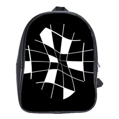 Black And White Abstract Flower School Bags (xl)  by Valentinaart