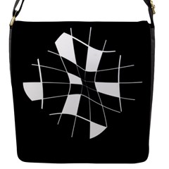 Black And White Abstract Flower Flap Messenger Bag (s)