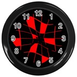 Red abstract flower Wall Clocks (Black) Front