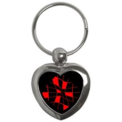 Red Abstract Flower Key Chains (heart)  by Valentinaart