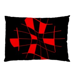 Red Abstract Flower Pillow Case