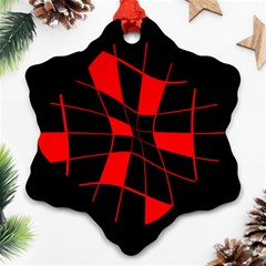 Red Abstract Flower Ornament (snowflake) 