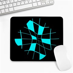 Blue Abstract Flower Large Mousepads