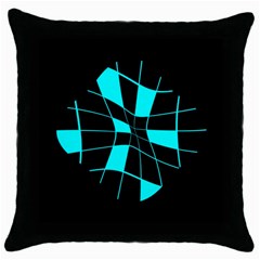 Blue Abstract Flower Throw Pillow Case (black)