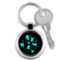 Blue Abstract Flower Key Chains (round)  by Valentinaart