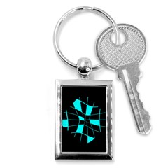 Blue Abstract Flower Key Chains (rectangle) 