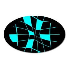 Blue Abstract Flower Oval Magnet