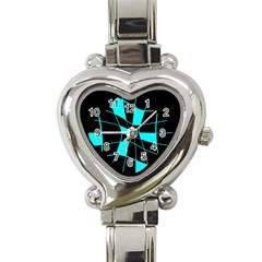 Blue Abstract Flower Heart Italian Charm Watch by Valentinaart