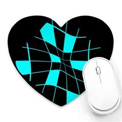 Blue Abstract Flower Heart Mousepads by Valentinaart