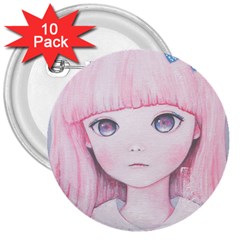 Slow Spring 3  Buttons (10 Pack)  by kaoruhasegawa