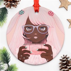 Gamergirl 3 P Round Ornament (two Sides) 