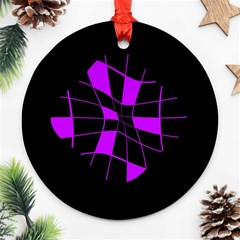 Purple Abstract Flower Ornament (round)  by Valentinaart