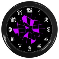 Purple Abstract Flower Wall Clocks (black) by Valentinaart