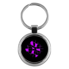 Purple Abstract Flower Key Chains (round)  by Valentinaart