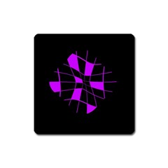 Purple Abstract Flower Square Magnet by Valentinaart