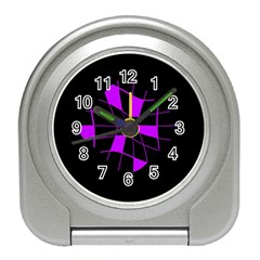 Purple Abstract Flower Travel Alarm Clocks