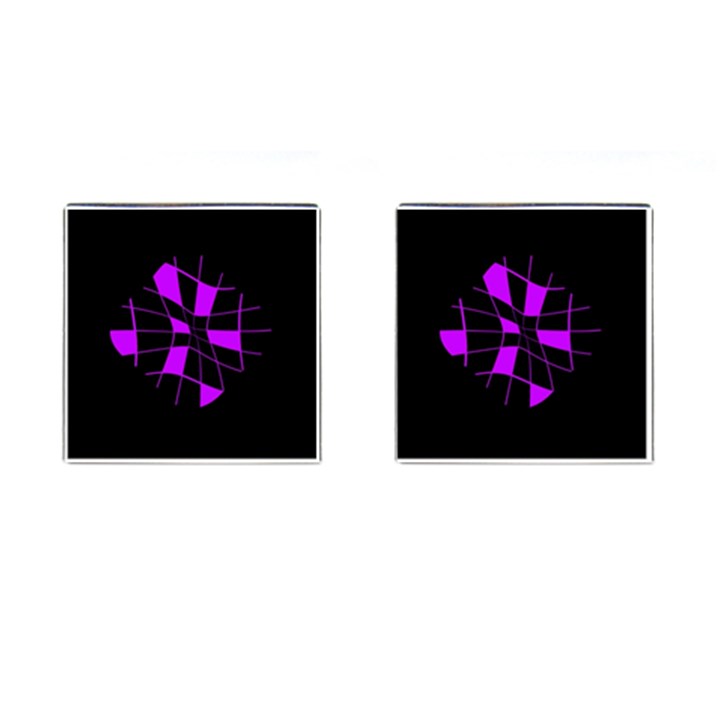 Purple abstract flower Cufflinks (Square)