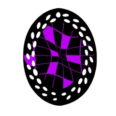 Purple Abstract Flower Oval Filigree Ornament (2-side) 