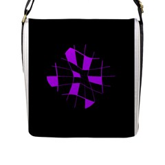 Purple Abstract Flower Flap Messenger Bag (l) 