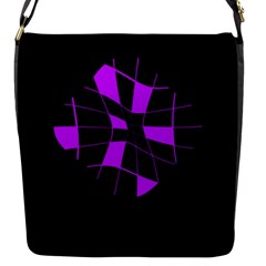 Purple Abstract Flower Flap Messenger Bag (s) by Valentinaart