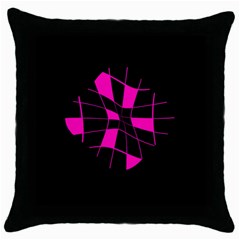 Pink Abstract Flower Throw Pillow Case (black)