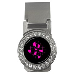 Pink Abstract Flower Money Clips (cz) 