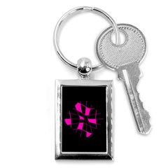 Pink Abstract Flower Key Chains (rectangle)  by Valentinaart