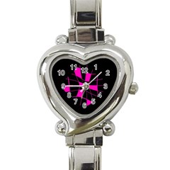 Pink Abstract Flower Heart Italian Charm Watch