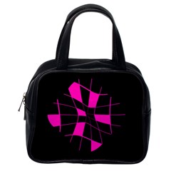 Pink Abstract Flower Classic Handbags (one Side)