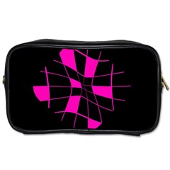 Pink Abstract Flower Toiletries Bags 2-side