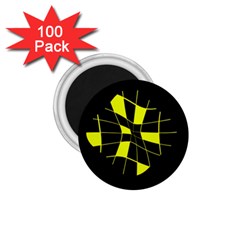 Yellow Abstract Flower 1 75  Magnets (100 Pack) 