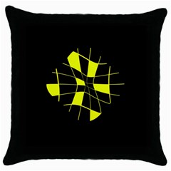 Yellow Abstract Flower Throw Pillow Case (black) by Valentinaart